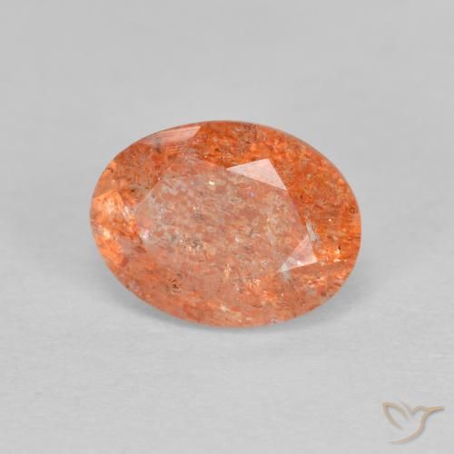Pietra solare Arancio Medio naturale da 1.29 ct, Ovale, Traslucido