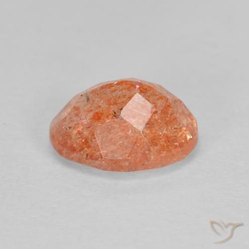 Pietra solare Arancio Medio naturale da 1.29 ct, Ovale, Traslucido