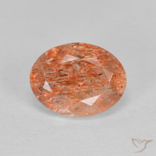 1.41ct Naturale Pompelmo Arancia Pietra solare, Ovale, Traslucido