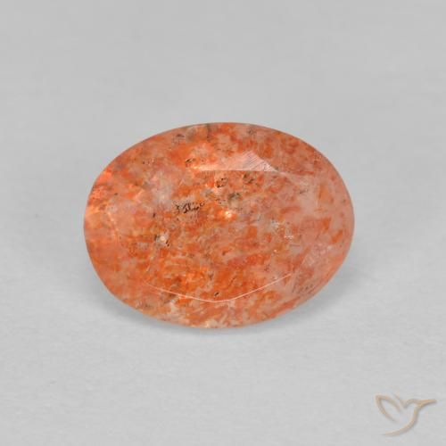 1.26ct Naturale Arancione rossastra Pietra solare, Ovale, Traslucido