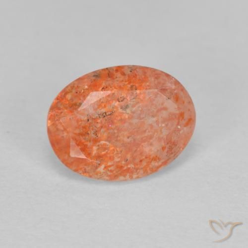 Pietra solare Arancione rossastra naturale da 1.26 ct, Ovale, Traslucido