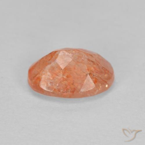Pietra solare Arancione rossastra naturale da 1.26 ct, Ovale, Traslucido