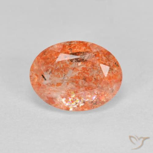 1.41ct Naturale zenzero arancia Pietra solare, Ovale, Traslucido