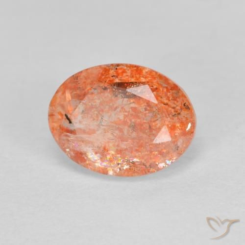 Pietra solare zenzero arancia naturale da 1.41 ct, Ovale, Traslucido