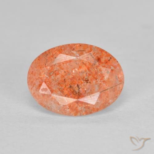 1.34ct Naturale Arancione rossastra Pietra solare, Ovale, Traslucido