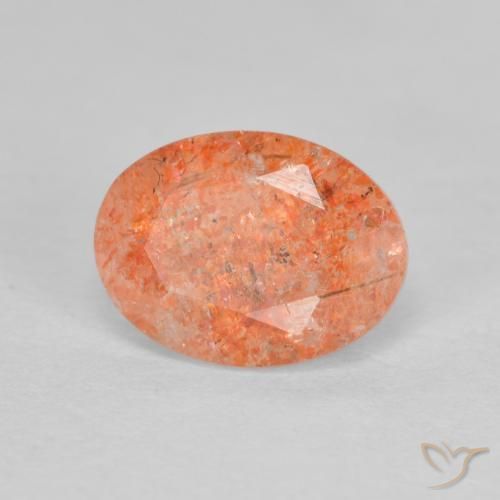 Pietra solare Arancione rossastra naturale da 1.34 ct, Ovale, Traslucido