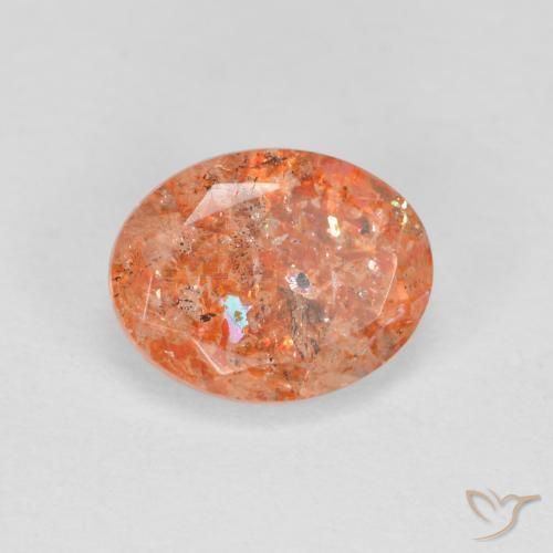 Pietra solare zenzero arancia naturale da 1.22 ct, Ovale, Traslucido