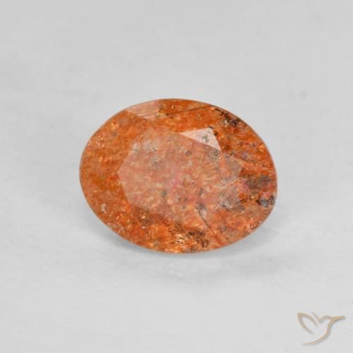 Pietra solare Arancio Medio naturale da 1.30 ct, Ovale, Traslucido