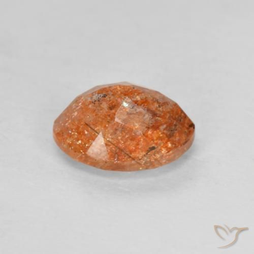 Pietra solare Arancio Medio naturale da 1.30 ct, Ovale, Traslucido