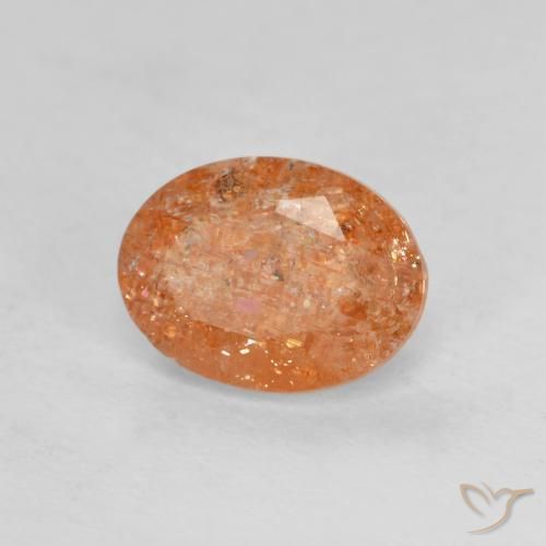 Pietra solare Arancione rossastra naturale da 1.25 ct, Ovale, Traslucido