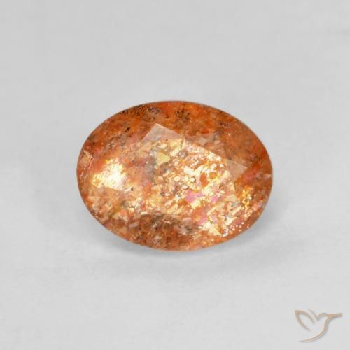 1.31ct Naturale Arancione rossastra Pietra solare, Ovale, Traslucido