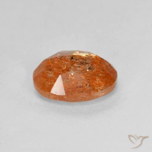Pietra solare Arancione rossastra naturale da 1.31 ct, Ovale, Traslucido