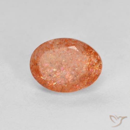 Pietra solare Arancio Medio naturale da 1.35 ct, Ovale, Traslucido