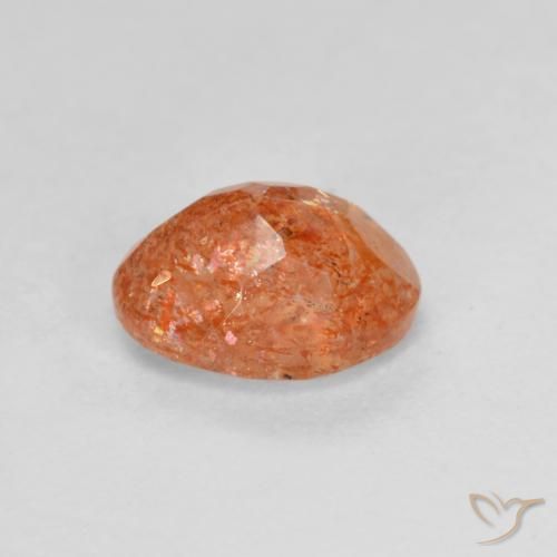 Pietra solare Arancio Medio naturale da 1.35 ct, Ovale, Traslucido