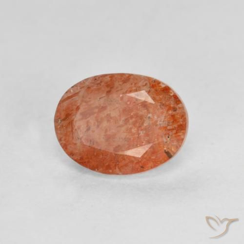 1.30ct Naturale Arancione rossastra Pietra solare, Ovale, Traslucido