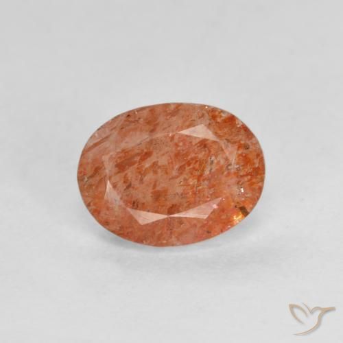Pietra solare Arancione rossastra naturale da 1.30 ct, Ovale, Traslucido