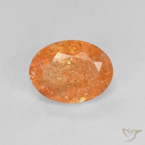 1.44ct Naturale Arancione scuro Pietra solare, Ovale, Traslucido