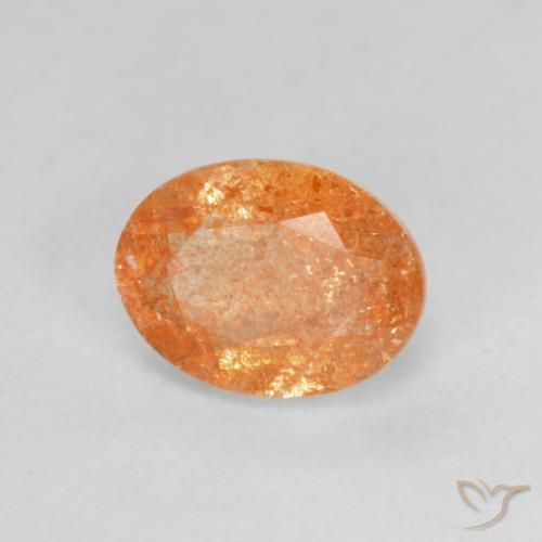Pietra solare Arancione scuro naturale da 1.44 ct, Ovale, Traslucido