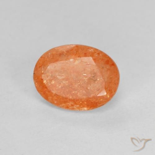 Pietra solare Arancio Medio naturale da 1.34 ct, Ovale, Traslucido