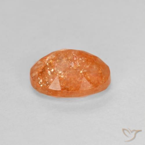 Pietra solare Arancio Medio naturale da 1.34 ct, Ovale, Traslucido