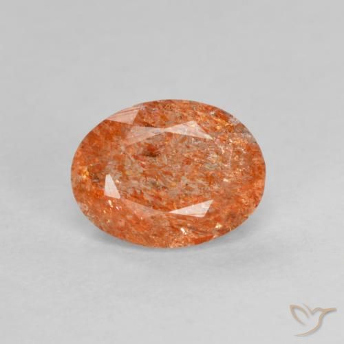 1.31ct Naturale Arancio caldo Pietra solare, Ovale, Traslucido