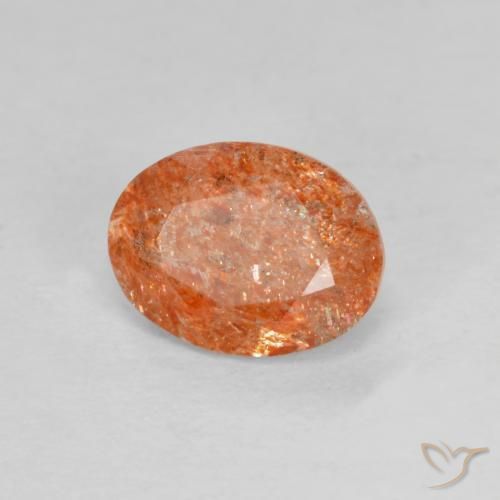 Pietra solare Arancio caldo naturale da 1.31 ct, Ovale, Traslucido