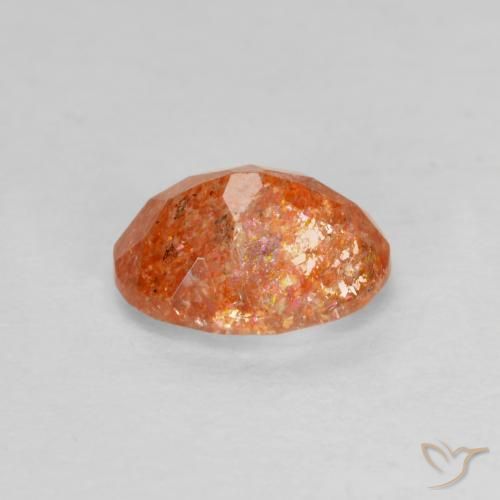 Pietra solare Arancio caldo naturale da 1.31 ct, Ovale, Traslucido