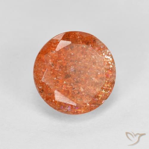 Pietra solare Arancio medio-chiaro naturale da 1.55 ct, Taglio rotondo, Traslucido