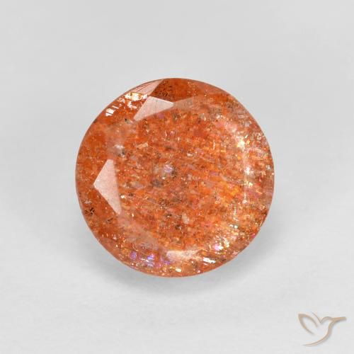Pietra solare Arancio medio-chiaro naturale da 1.55 ct, Taglio rotondo, Traslucido