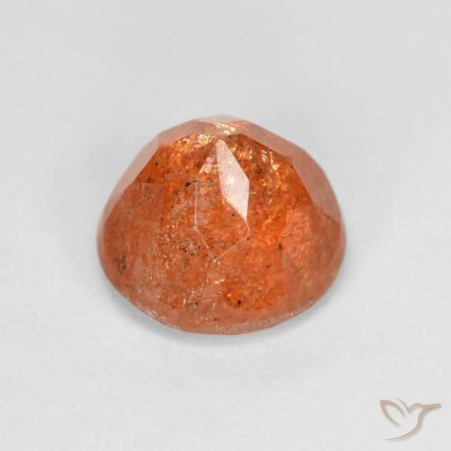 Pietra solare Arancio medio-chiaro naturale da 1.55 ct, Taglio rotondo, Traslucido