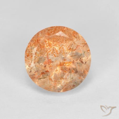 1.42ct Naturale Arancio Pesca Chiaro Pietra solare, Rotondo, Trasparente
