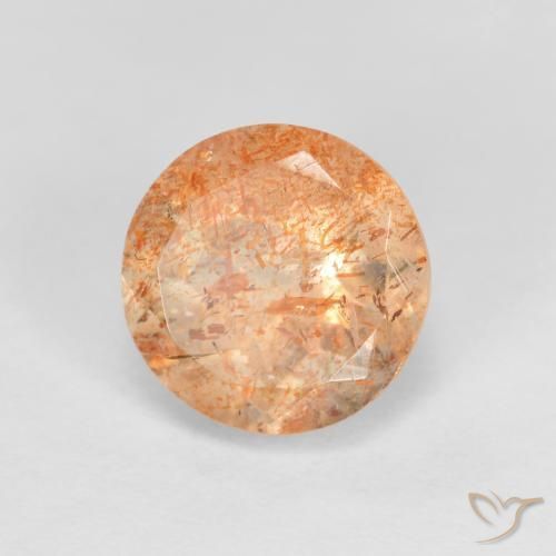 Pietra solare Arancio Pesca Chiaro naturale da 1.42 ct, Rotondo, Trasparente