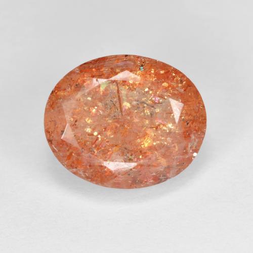 Pietra solare Arancione rossastra naturale da 3.78 ct, Taglio ovale, Trasparente