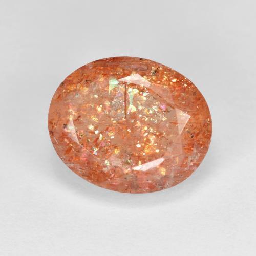 Pietra solare Arancione rossastra naturale da 3.78 ct, Taglio ovale, Trasparente