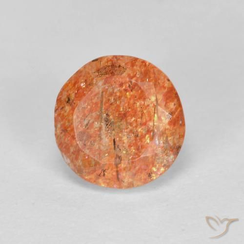 Pietra solare zenzero arancia naturale da 1.33 ct, Rotondo, Traslucido
