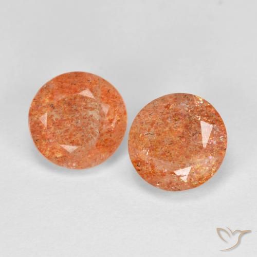 Gemme di Pietra solare Arancio Medio naturale da 2.75 ct, Rotondo, Traslucido