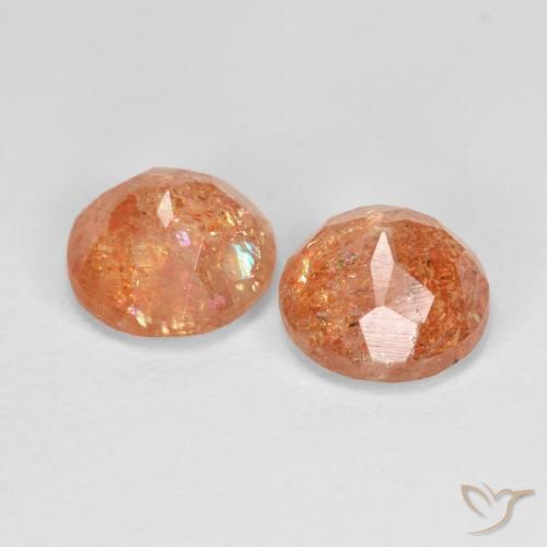 Gemme di Pietra solare Arancio Medio naturale da 2.75 ct, Rotondo, Traslucido