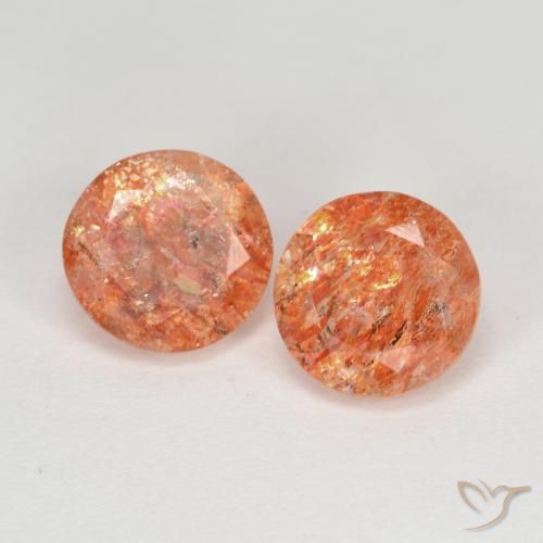 2.25ctw Naturale Arancio caldo Pietra solare, Rotondo, Traslucido