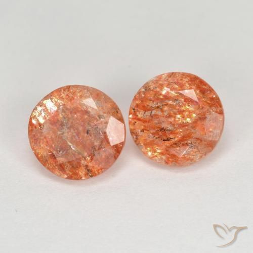 Gemme di Pietra solare Arancio caldo naturale da 2.25 ct, Rotondo, Traslucido