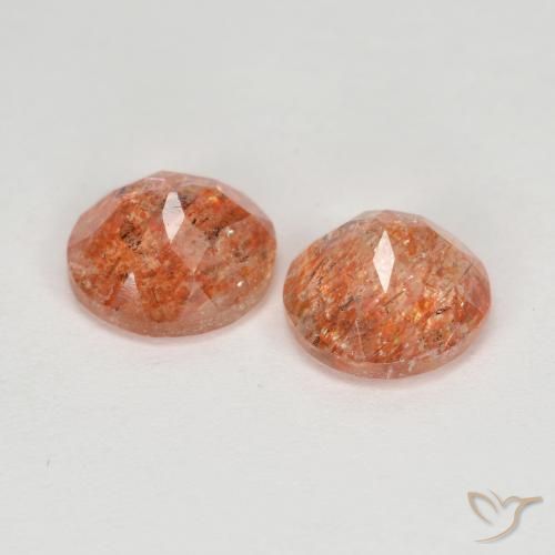 Gemme di Pietra solare Arancio caldo naturale da 2.25 ct, Rotondo, Traslucido