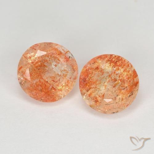 2.84ctw Naturale Arancio medio-chiaro Pietra solare, Rotondo, Trasparente