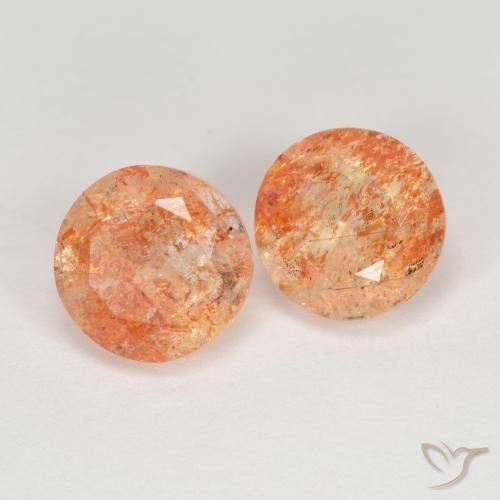 Gemme di Pietra solare Arancio medio-chiaro naturale da 2.84 ct, Rotondo, Trasparente