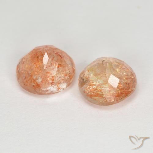 Gemme di Pietra solare Arancio medio-chiaro naturale da 2.84 ct, Rotondo, Trasparente