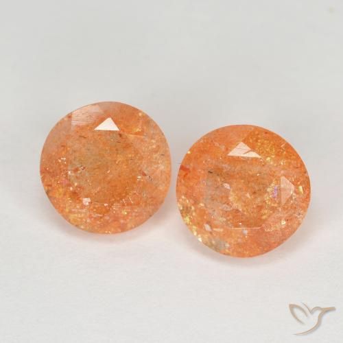 2.69ctw Naturale Arancio medio-chiaro Pietra solare, Rotondo, Trasparente