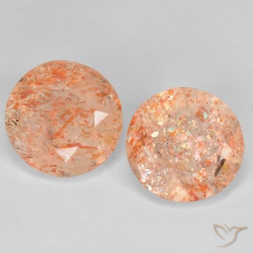 2.05ctw Naturale Arancione chiaro Pietra solare, Rotondo, Trasparente