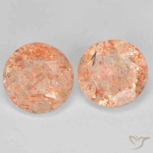 Gemme di Pietra solare Arancione chiaro naturale da 2.05 ct, Rotondo, Trasparente