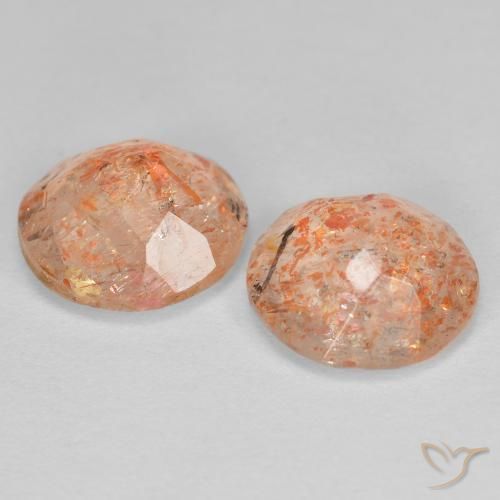 Gemme di Pietra solare Arancione chiaro naturale da 2.05 ct, Rotondo, Trasparente