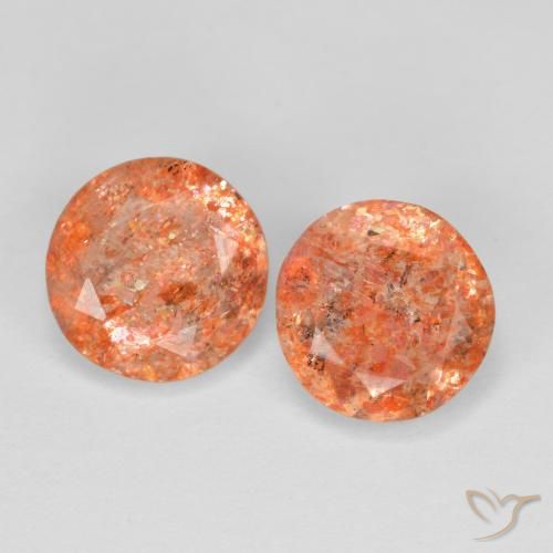 2.16ctw Naturale Arancione rossastra Pietra solare, Rotondo, Traslucido