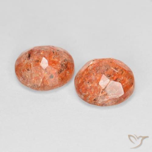 Gemme di Pietra solare Arancione rossastra naturale da 2.16 ct, Rotondo, Traslucido