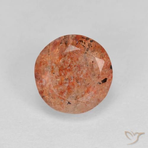 1.45ct Naturale Arancio caldo Pietra solare, Rotondo, Traslucido